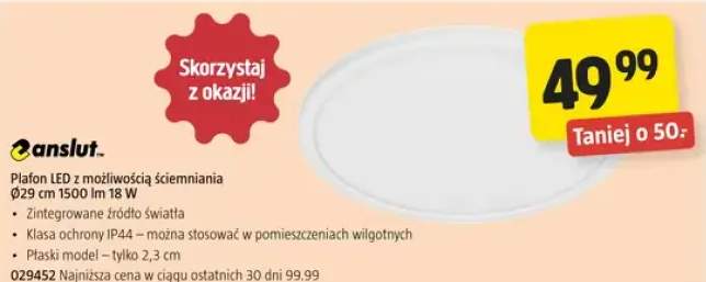 Plafon LED z możliwością ściemniania Ø29 cm 1500 lm 18 W