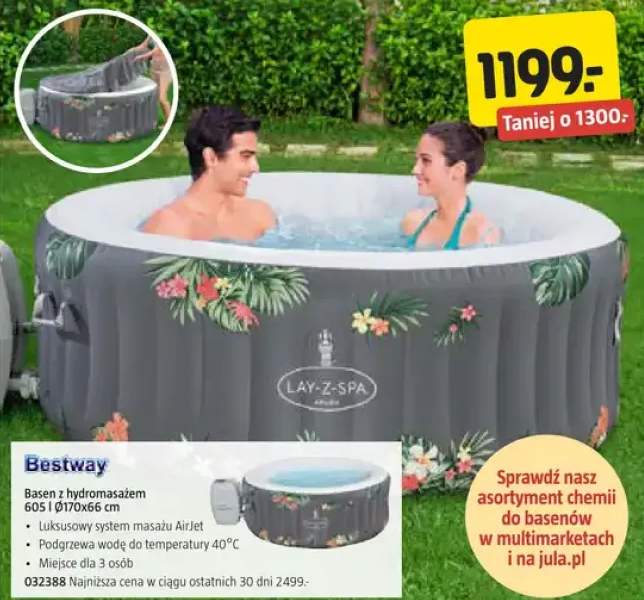 Basen z hydromasażem 605 l Ø170x66 cm