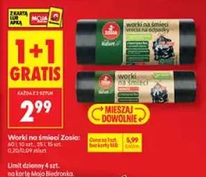 Worki na śmieci Zosi: 60 l, 10 szt., 35 l, 18 szt.