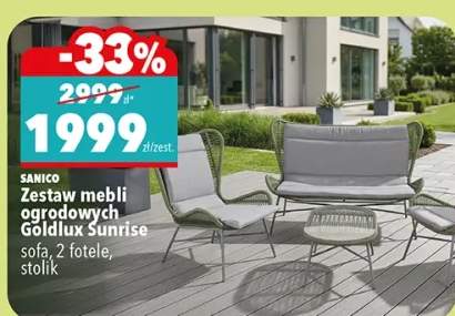 Zestaw mebli ogrodowych Goldlux Sunrise sofa, 2 fotele, stolik