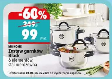 Zestaw garnków Black 6 elementów, stal nierdzewna