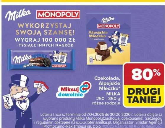 Czekolada Alpejskie Mleczko Monopoly
