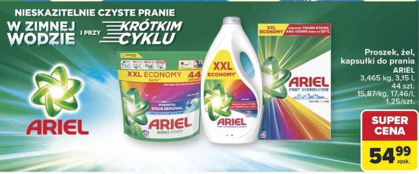 Proszek, żel, kapsułki do prania Ariel