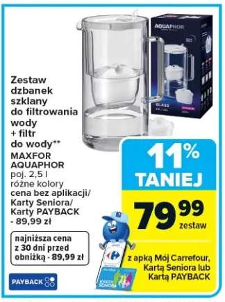 Zestaw dzbanek szklany do filtrowania wody + filtr do wody