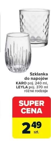 Szklanka do napojów KARO poj. 240 ml, LEYLA poj. 370 ml różne rodzaje