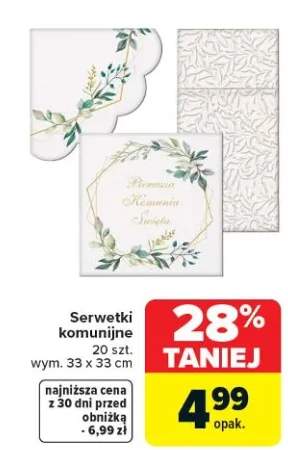 Serwetki komunijne 20 szt. wym. 33 x 33 cm