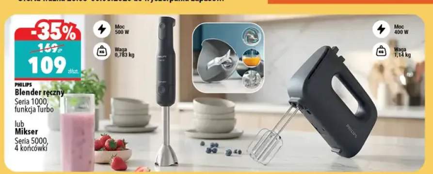 Blender ręczny Seria 1000, funkcja Turbo lub mikser Seria 5000, 4 końcówki