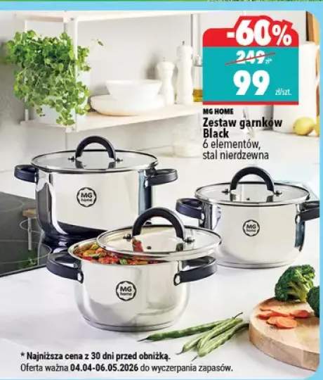 Zestaw garnków Black 6 elementów, stal nierdzewna