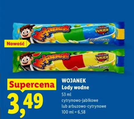 Lody wodne cytrynowo-jabłkowe lub arbuzowo-cytrynowe