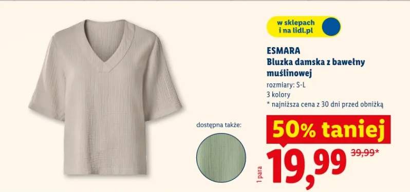 Bluzka damska z bawełny muślinowej