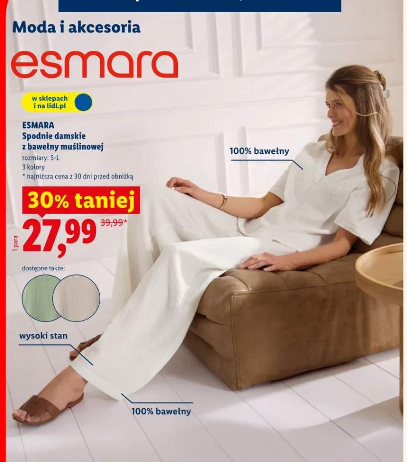 Spodnie damskie z bawełny muślinowej