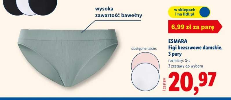 Figi bezszwowe damskie, 3 pary