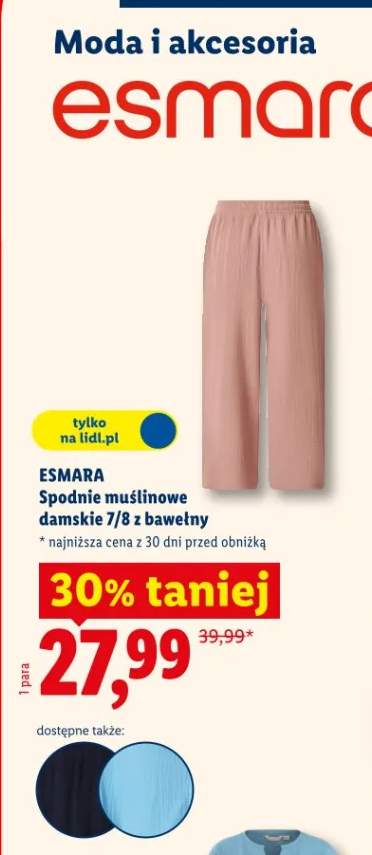 Spodnie muślinowe damskie 7/8 z bawełny