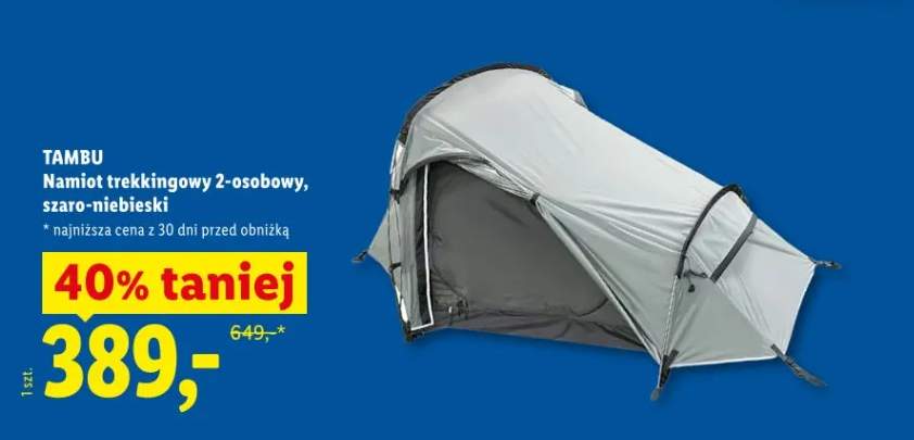 Namiot trekkingowy 2-osobowy szaro-niebieski