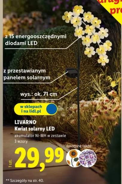 Kwiat solany LED z 15 energooszczędnymi diodami LED