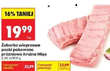 Żeberka wieprzowe paski pakowane próżniowo