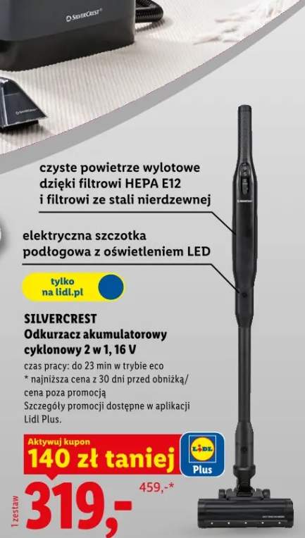 Odkurzacz akumulatorowy cyklonowy 2w1, 16V