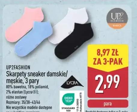 Skarpety sneaker damskie/męskie, 3 pary