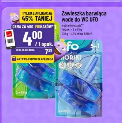Zawieszka barwiąca wodę do WC UFO