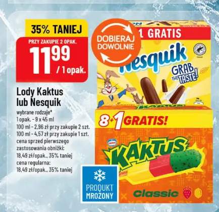 Lody Kaktus lub Nesquik wybrane rodzaje