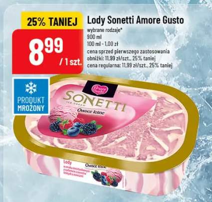 Lody Sonetti Amore Gusto wybrane rodzaje