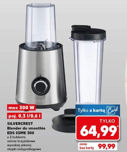 Blender do smoothie EDS SSME 300 z 2 kubkami, ostrze ze stali nierdzewnej wysokiej jakości, stopki antypoślizgowe