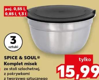 Komplet misek ze stali szlachetnej, z pokrywkami z tworzywa sztucznego