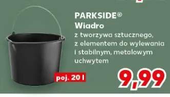 Wiadro z tworzywa sztucznego, z elementem do wylewania i stabilnym, metalowym uchwytem