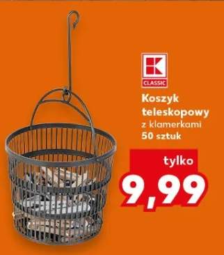 Koszyk teleskopowy z klamerkami 50 sztuk