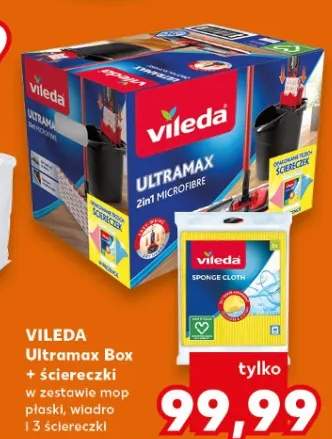 Ultramax Box + ściereczki w zestawie mop płaski, wiadro i 3 ściereczki