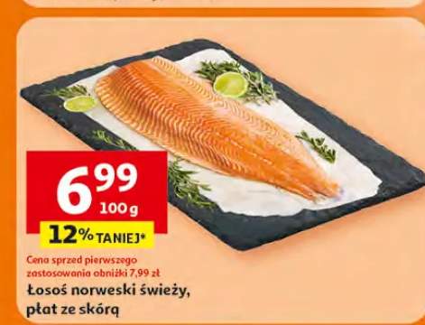Łosoś norweski świeży, płat ze skórą