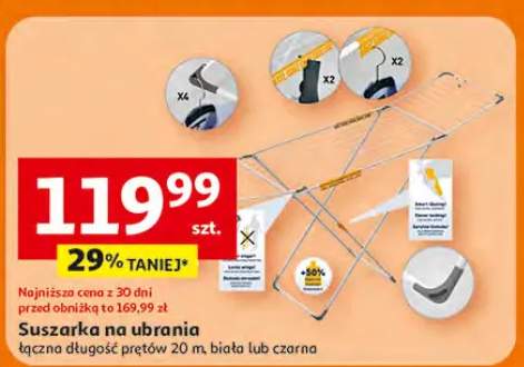 Suszarka na ubrania łączna długość prętów 20 m, biała lub czarna