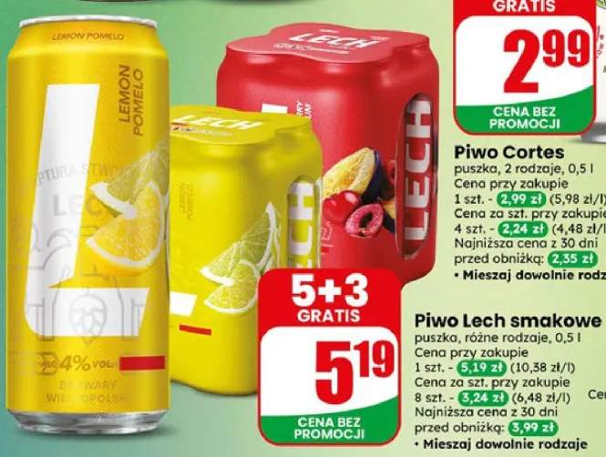 Piwo Lech smakowe puszka różne rodzaje