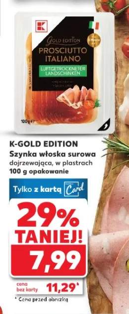 Szynka włoska surowa dojrzewająca w plastrach