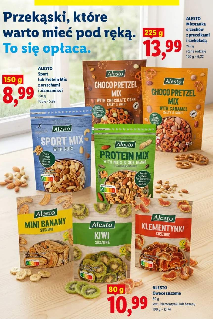 Owoce suszone kiwi, klementynki lub banany