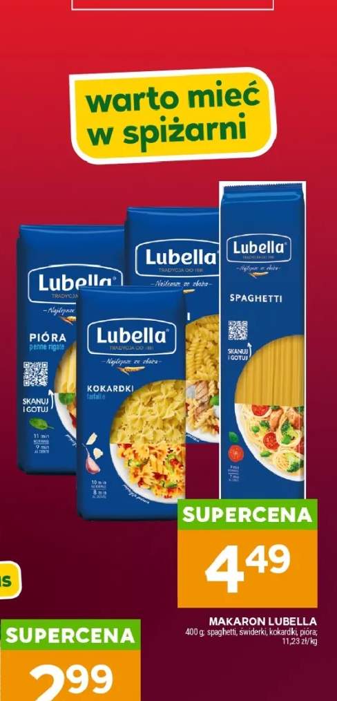 Makaron spaghetti, świderki, kokardki, pióra