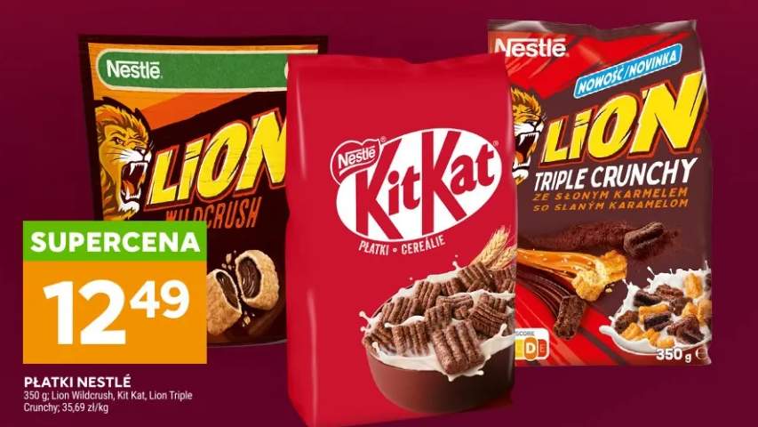 Płatki Lion Wildcrush, Kit Kat, Lion Triple Crunchy