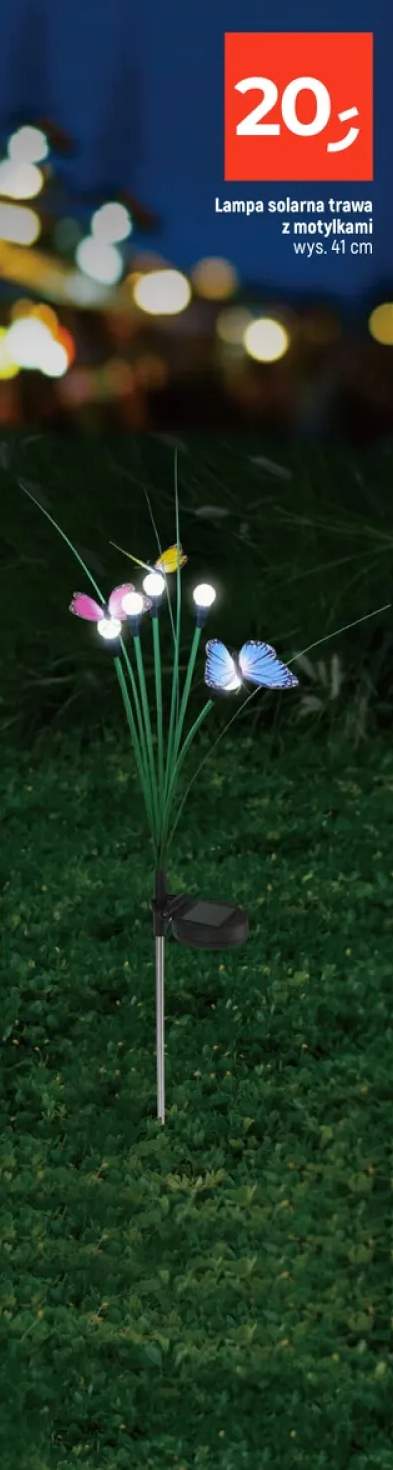 Lampa solarna trawa z motylikami