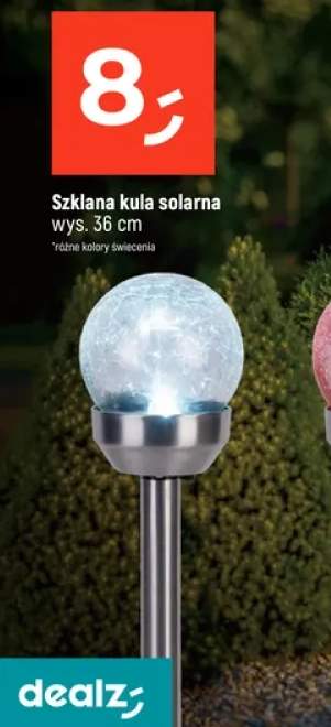 Szklana kula solarna różne kolory świecenia