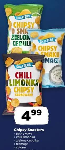 Chipsy Snaxters (różne rodzaje) Chili-limonka, zielona cebulka, fromage, cebula