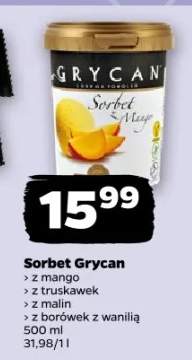 Sorbet z mango, z truskawek, z malin, z borówek z wanilią