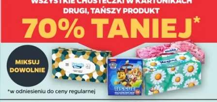 Wszystkie chusteczki w kartonikach drugi, tańszy produkt 70% taniej