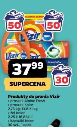 Produkty do prania Vizir proszek Alpine Fresh lub proszek Kolor, kapsułki Kolor