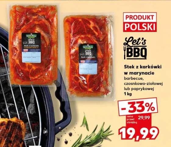 Stek z karkówki w marynacie barbecue, czosnkowo-ziołowej lub paprykowej 1kg