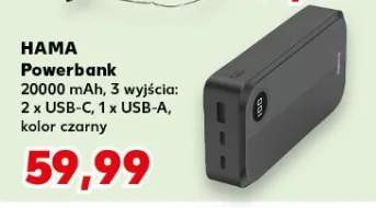 Powerbank 20000 mAh, 3 wyjścia: 2 x USB-C, 1 x USB-A, kolor czarny