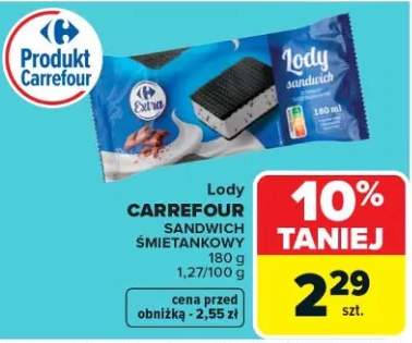 Lody carrefour sandwich śmietankowy