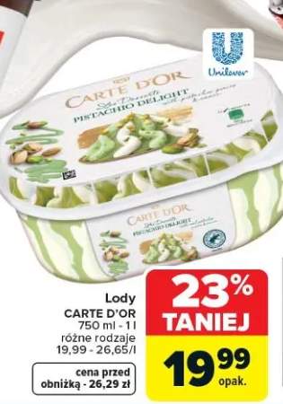 Lody carte d'or pistacjowo-migdałowe