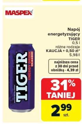 Napój energetyzujący różne rodzaje KAUCJA + 0,50 zł