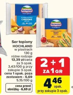 Ser topiony Hochland w plastrach Cheddar, Toast