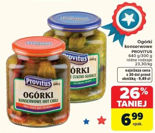 Ogórki konserwowe Provitus różne rodzaje